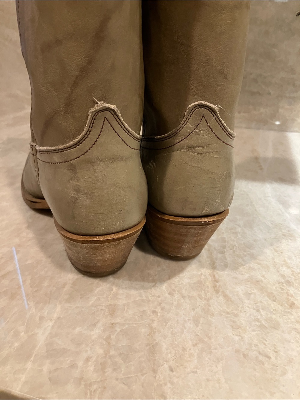 Men’s Taupe Western Cowboy Boots - Classic Pull-On Style - Picture 6 of 6